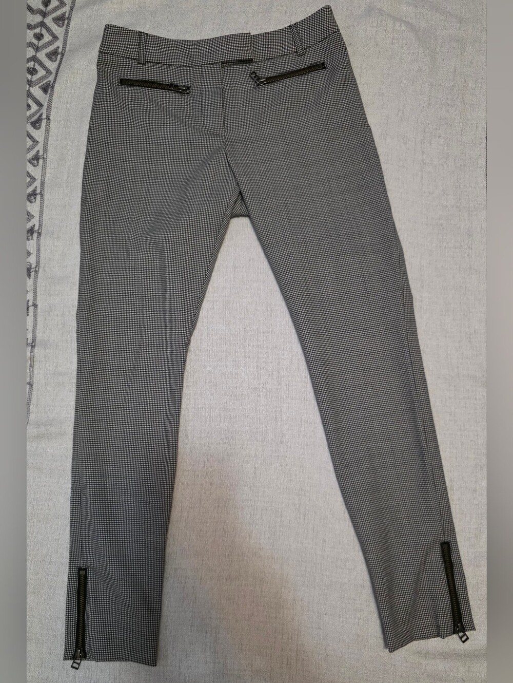 Veronica Beard Houndstooth Zip Pocket Ankle Skinny Pants Size 0 / XS